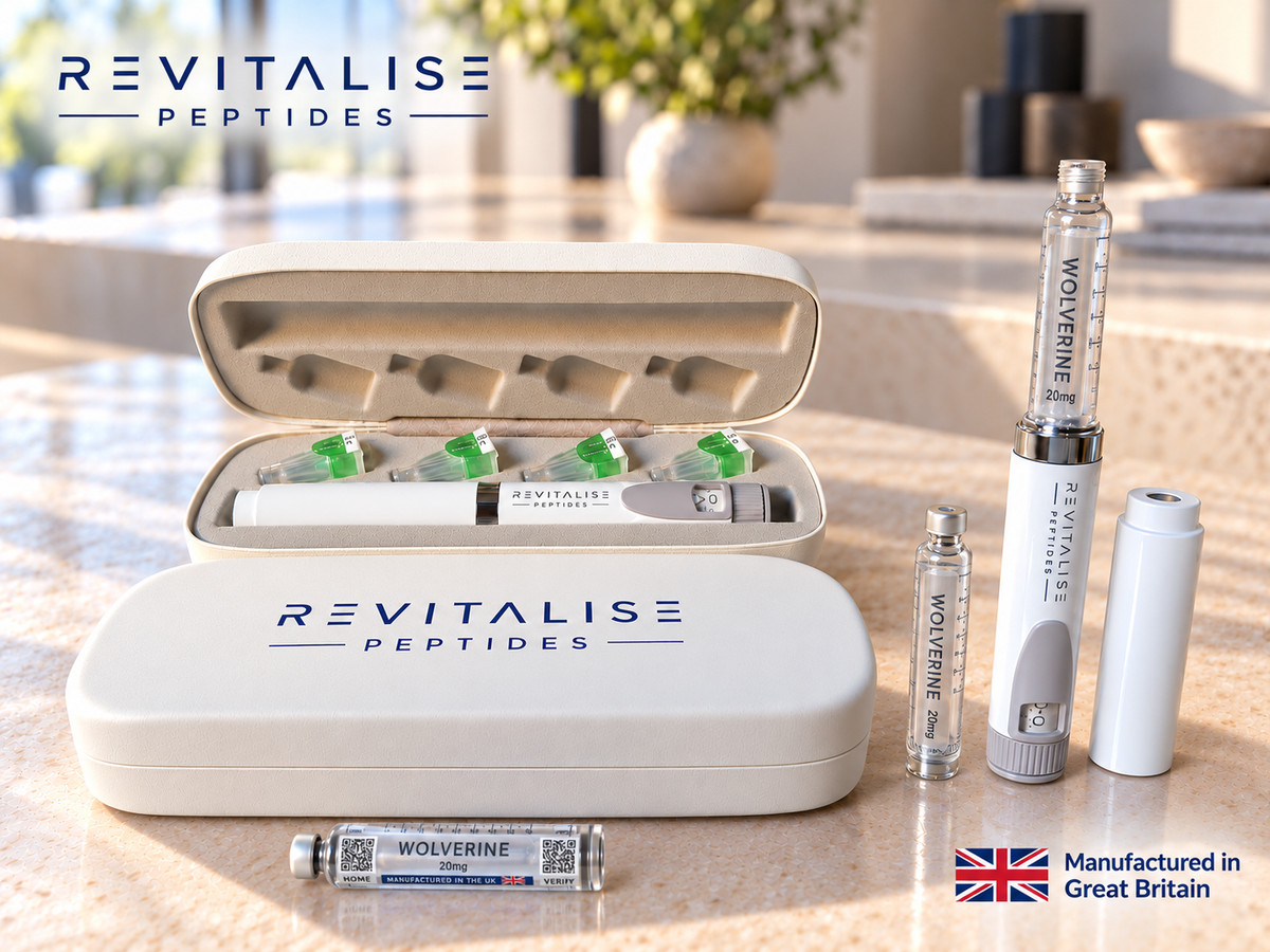 Revitalise Wolverine 20mg pen set with white case and cartridges
