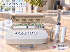 Revitalise Selank 20mg pen set with white case and cartridges