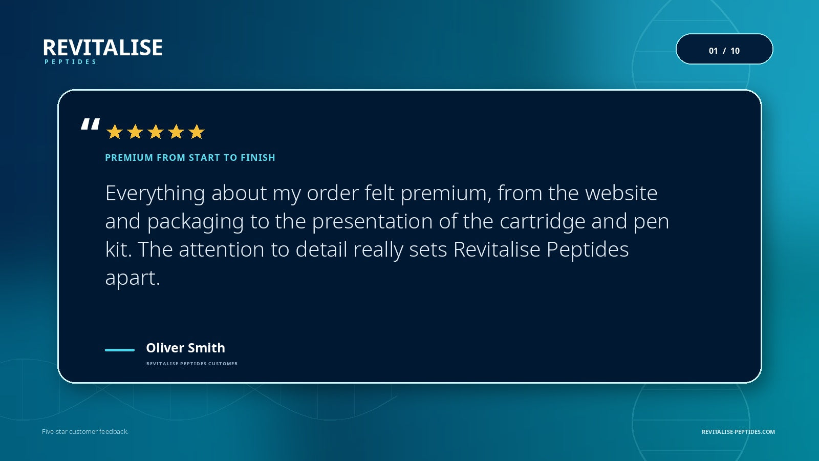 Five-star Revitalise Peptides testimonial from Oliver Smith