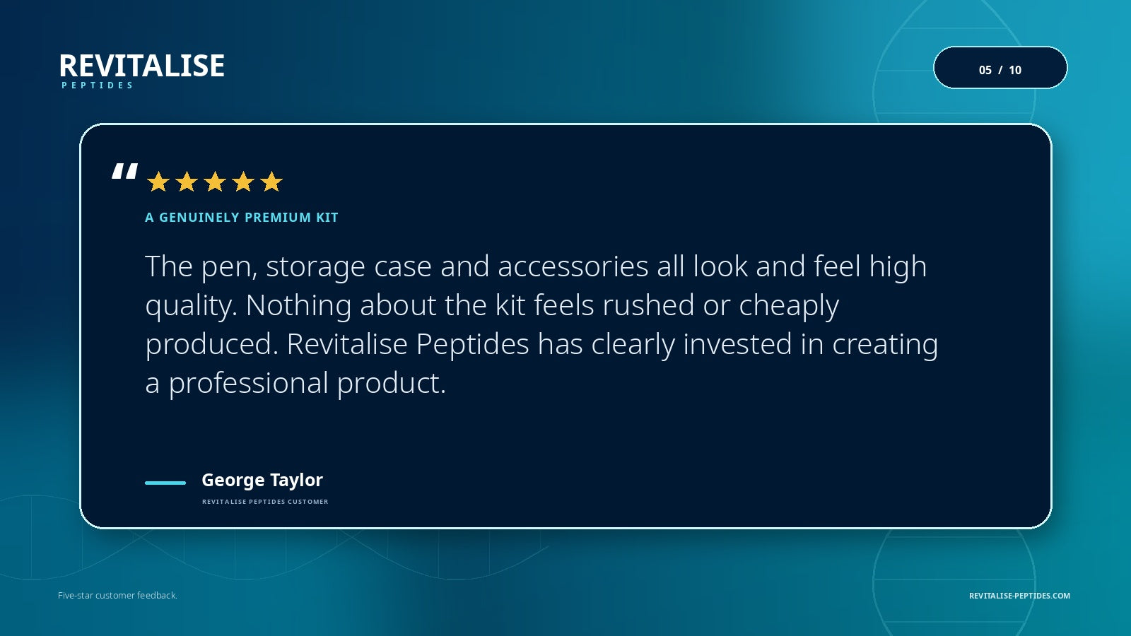 Five-star Revitalise Peptides testimonial from George Taylor