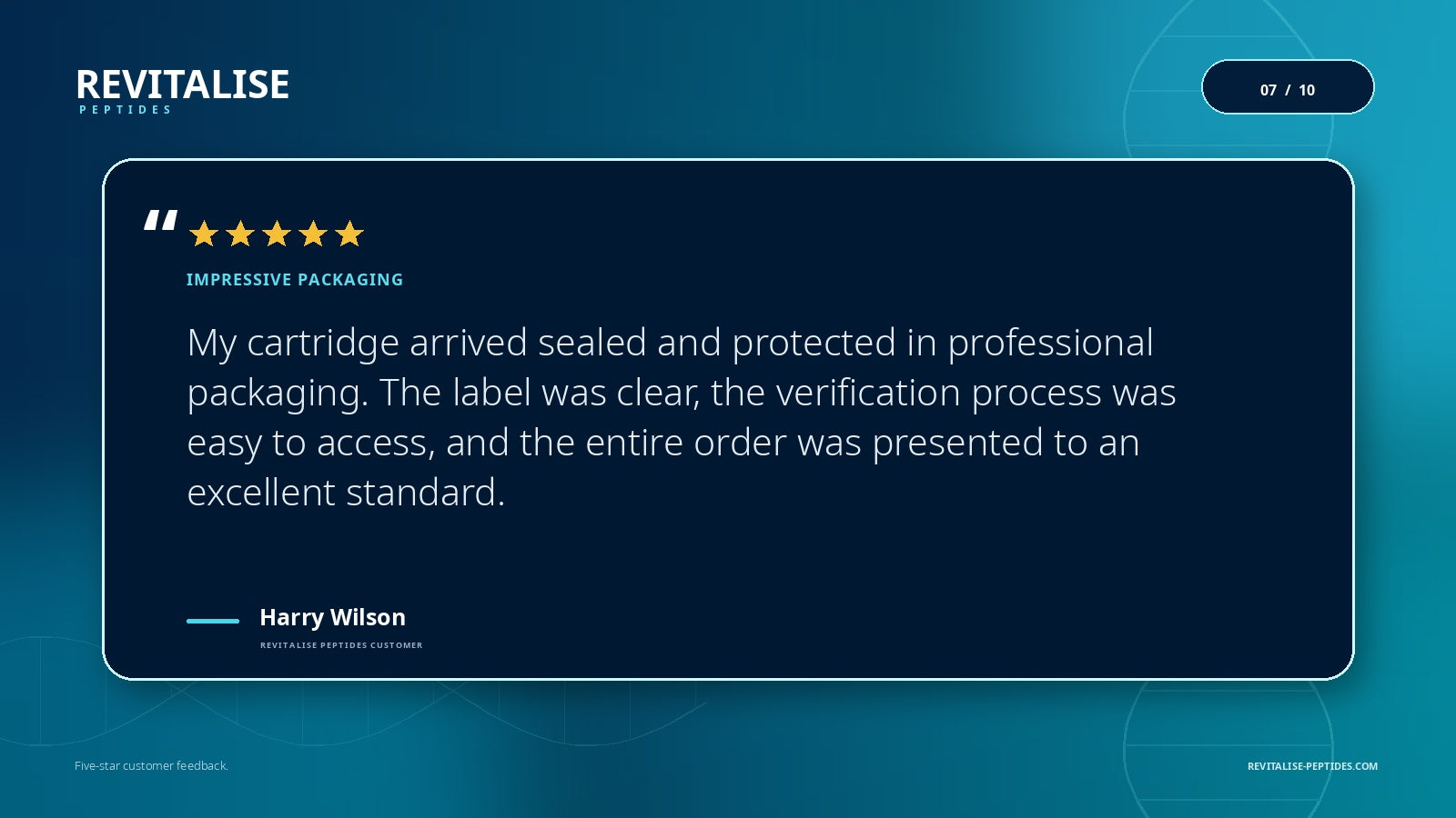 Five-star Revitalise Peptides testimonial from Harry Wilson