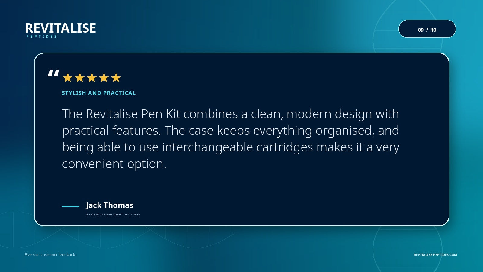 Five-star Revitalise Peptides testimonial from Jack Thomas