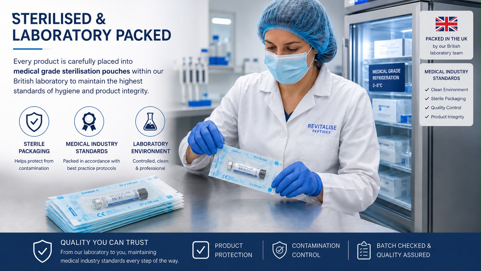Revitalise sterilisation pouch packaging information