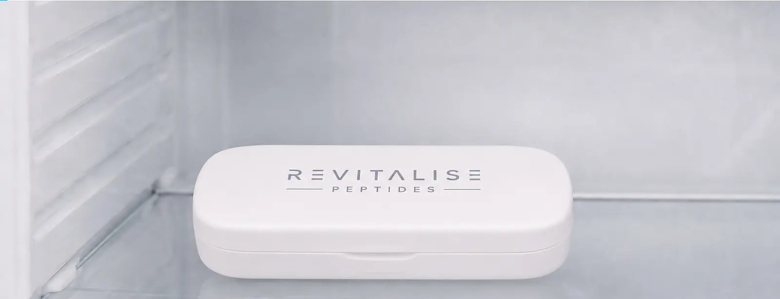 Closed Revitalise pen case stored flat in a refrigerator